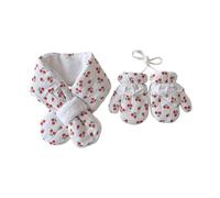 Shurhome Diseño simple, bufanda y manoplas para, pareja, trajes fáciles de combinar, cómodos, cálidos, lavables a máquina, guantes de invierno seguros para niños, Cereza, Talla única