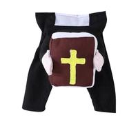Shurhome Disfraz de sacerdote de Halloween para mascotas, traje para perros, gatos, soporte, biblia, cosplay, ropa lista para fotos, traje de clero para mascotas con poliéster