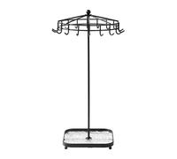 Shurhome Estante de joyería giratorio de 360 grados, marco de metal, acrílico, soporte para collar, adecuado para uso comercial, hogar, exposiciones, organizadores de joyas de metal acrílico, talla