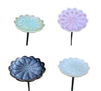 Shurhome Juego de polinizadores de cerámica para jardín, 20 cm | Decoración de estación de agua en forma de flor de 4 piezas para patios, bordes y patios