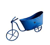 Shurhome Macetero de metal para carretilla, diseño móvil, color azul | Carretilla metálica adecuada para la plantación de patios, céspedes y porches decorativos