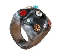 Shurhome Moderna cinta de resina redonda con diamantes brillantes como accesorio para los dedos, ideal para el uso diario y ocasiones especiales. Anillos elegantes para el día a día, como se describe
