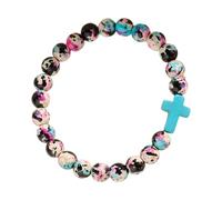 Shurhome Pulsera de perlas bohemias con piedra viva, joyería de moda para mujer, conexión espiritual, pulsera elástica de fe