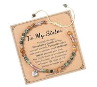 Shurhome Pulsera de piedra natural en forma de corazón, cadena de muñeca ajustable, cadena de cuentas de piedras preciosas únicas para los amantes de la moda, pulsera de moda, Einheitsgröße, como se