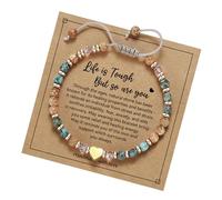 Shurhome Pulsera de piedra natural en forma de corazón, cadena de muñeca ajustable, cadena de cuentas de piedras preciosas únicas para los amantes de la moda, pulsera de moda, Einheitsgröße, como se