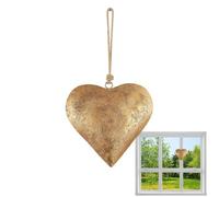 Shurzzesj Decoración de pared de corazón de metal dorado con campana y cuerda, arte vintage