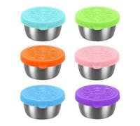 Shurzzesj Juego de 6 recipientes de aliño para ensaladas, aliños para ensaladas de acero inoxidable, 6 unidades de recipientes de especias reutilizables para aderezos de ensalada