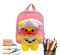 Shurzzesj Mochila para niñas con felpa, mochila escolar para | Mochila para niñas de tela Oxford con felpa de pato, de viaje ligera e impermeable, de libros elegante grande, rosa, Se