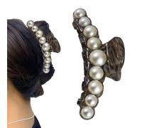 Shurzzesj Pinza para el cabello de perlas para mujer, pinzas para el cabello con perlas,Pinza de mordaza antideslizante y sujeción fuerte - Clip de mandíbula larga Pinzas para el cabello con perlas