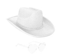Shurzzesj Sombrero de vaquero disco, sombrero de vaquera disco,Sombrero brillante de disco lindo | Disfraz unisex Disco retro, gorra de lentejuelas de diamantes de imitación para fiesta musical de