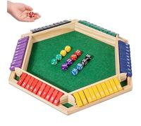 Shut The Box Game 6 Player Wooden Table Games, Classic Dice Games, Travel Game, Wooden Math Traditional Pub Board Dice Games, Family Party/Holiday Fun Games (Colourful)