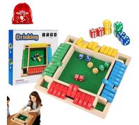 Shut The Box Game, Shut The Box Games 4 Player-Wooden Dice Board Game with 8 Dice, 4 Sided Family Math , Perfect for Parties & Gatherings, Enhances Math & Strategic Thinking Skills (Multicolored)