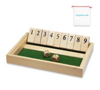 Shut The Box Juego de Mesa de Madera, Clásico Juego de Dados 2 Jugadores | Juegos de Fiesta en Casa Juguetes de Viaje con Bolsa de Almacenamiento Entrenamiento de Lógica Matemática Regalo para Niños
