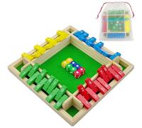 Shut The Box Juego de Mesa de Madera, Clásico Juego de Dados 4 Jugadores | Juegos de Fiestapara Juguetes de Viaje con Bolsa de Almacenamiento Entrenamiento de Lógica Regalo para Niños - Multicolor