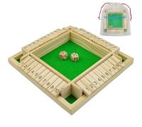 Shut The Box Juego de Mesa de Madera, Clásico Juego de Dados 4 Jugadores | Juegos de Fiestapara Juguetes de Viaje con Bolsa de Almacenamiento Entrenamiento de Lógica Matemática Regalo para Niños 3 4 5