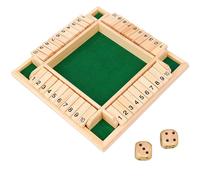Shut The Box Juego de Mesa de Madera para 4 Jugadores Cierra la Caja Juego Juguete Clásico de Tablero de Dados,Juego de Matemáticas para Juegos Familiares para Padres e Hijos Fiesta (Verde)