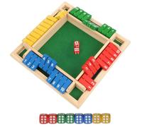 Shut The Box Juego de mesa de madera para 4 jugadores, juego de mesa plegable, juego de dados de madera, cierre la caja, juguete clásico para el aula, hogar, fiesta o pub (4 colores)