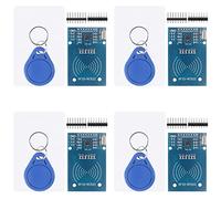 Shutao Kit de 4 módulos RFID RC522 - Módulo de sensor de tarjeta IC lector RC522 con tarjeta blanca S50 y llavero - Conectividad SPI, estándar infrarrojo - Raspberry Pi, compatible con Arduino