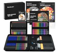 Shuttle Art 103PCS Kit de Dibujo Artístico, Set Dibujo Profesional Incluye Lápices de Colores, Lapices Acuarelables, Bocetos, Grafito, Carboncillo, Herramientas de Dibujo para Adultos Niños Artista