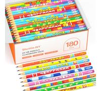 Shuttle Art 180 Lápiz de Papel HB #2 con Goma de Borrar, 12 Modelos Multicolores, Lápices de Papel de Madera para Escribir