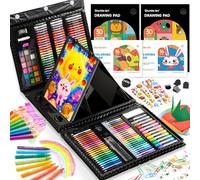 Shuttle Art 335 Piezas Maletin Pinturas, Juegos de Dibujo, Kit de Arte de Regalo con Caballete Tríptico, Blocs, Libros para Colorear, Pastel, Ceras, Acuarelas, Lápices de Colores (Negro)