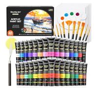Shuttle Art 48PCS Kit Pintura Acrílica, 30 Tubos (36ml) Pintura Acrílica con 10 Pinceles 5 Lienzos 1 Espátula 1 Paleta, Acrilicos para Pintar para Artista Principiante, Pinturas Acrilicas para Lienzos