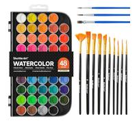 Shuttle Art 58 Piezas Kit Acuarelas, 48 Colores Acuarelas Profesionales con 10 Pinceles, Acuarelas para Niños, Adultos, Principiantes, Watercolor para Bullet Journal, Caligrafía