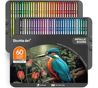 Shuttle Art 60 Lápices de Colores Metálicos, Lápices de Colores Tonos Brillantes Suave en Caja de Regalo, Lápices para Niños Adultos Principiantes Artistas Dibujar Colorear Esbozar