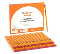 Shuttle Art 60 Pack Pencils #2 HB Lpices de pre-raspado con borradores superiores a volumen de lpices amarillos de madera premium para el aula y su