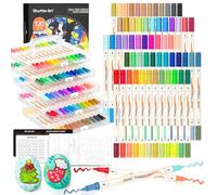 Shuttle Art 60 Rotuladores Acrilicos, 120 Colores Rotuladores Acrilicos de Punta Pincel de Doble Tono, Acrylic Markers para Niño Adulto para Pintar Piedras Madera Plástico Vidrio DIY