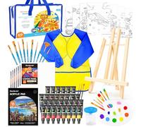 Shuttle Art 69PCS Kit Pintura Niños, Set de Pinturas Acrílicas Completo que Incluye 30 Colores de Acrílica, Caballete, Lienzo, Sello, Pinceles, Paleta para Niños para Pintar