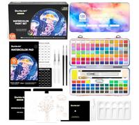 Shuttle Art Acuarelas Profesionales, 128 Colores Set de Acuarelas con Pinceles para Acuarela, Paleta, Block de Sketch y Hojas, Kit Acuarelas para Colorear para Adultos, Niños, Artistas