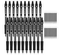 Shuttle Art Bolígrafo de Gel Retráctil Negro, 48 Bolígrafos Rollerball Negros (20 Bolígrafos Retráctiles + 28 Recambios) con Punta Media (0.7mm)
