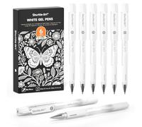 Shuttle Art Bolígrafos de gel blancos, paquete de 6 bolígrafos de tinta de gel de 0.7 mm, 1.0 mm, punta fina para papel negro, resaltado, tarjetas, álbumes de recortes, colorear, escribir, dibujar