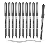 Shuttle Art Bolígrafos rollerball, paquete de 10 bolígrafos de tinta líquida negra de punta extrafina de 0.5 mm, de secado rápido y de larga duración, tinta negra para escribir, diario, tomar notas