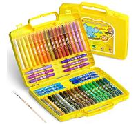 Shuttle Art Ceras de Colores para Niños, 48 Colores Pinturas Gel Acuarelable, Sistema Twist No Tóxicos con 1 Pincel y Estuche Plegable, Crayón-Pastel-Acuarela Efecto, Ideal para Ventana Papel Vidrio