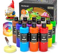 Shuttle Art Juego de 12 pinturas acrílicas en botellas (250 ml, 8,45 oz), pinturas acrílicas impermeables para exteriores, pintura acrílica para artistas, principiantes, adultos sobre piedras, lienzo