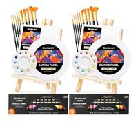 Shuttle Art Kit Caballete Pintura 58 Piezas, Maletín Pintura con 15 Colores de Pinturas Acrilicas x2, 2 Caballetes, Lienzos, Pinceles, Paletas para Niños Adultos Principiantes