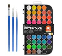 Shuttle Art - Kit de pintura de acuarela (48 colores, 3 pinceles, perfecto para niños principiantes
