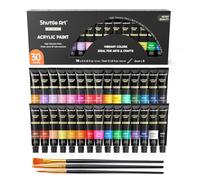 Shuttle Art Kit Pintura Acrílica, 30 Tubos 12ml Acrilicos para Pintar No Tóxicos, Pintura Acrilica Manualidades Ideal para Niños Adultos, Pinturas Acrilicas para Lienzos Madera Arcilla Tela Cerámica