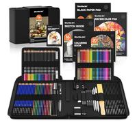 Shuttle Art Lapices de Dibujo Artístico 116PCS, Set Dibujo Profesional Incluye Lápices de Colores, Acuarelables, Bocetos, Grafito, Carboncillo, Kit de Dibujo para Adultos Niños Artista