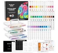 Shuttle Art Marcadores de pintura acrílica con control automático de tinta, 36 colores, punta de pincel, bolígrafos de pintura acrílica para pintura de roca, cerámica, madera, lienzo, vidrio, piedra,