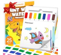 Shuttle Art Pintura con Libros de Agua para Niños Pequeños, 25 Páginas Papel de Acuarela con Tema de Dinosaurios con 2 Pinceles, Acuarelas Magicas Pinturas para Niños