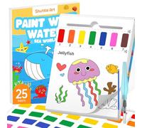 Shuttle Art Pintura con Libros de Agua para Niños Pequeños, 25 Páginas Papel de Acuarela con Tema del Mundo Marino con 2 Pinceles, Acuarelas Magicas Pinturas para Niños