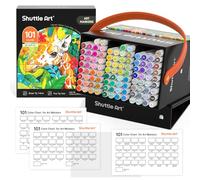 Shuttle Art Rotulador de 101 Colores, 100 Colores más 1 Mezclador Rotuladores Alcohol Permanent, Rotulador Doble Punta con Estuche Perfecto para Ilustración Adultos Colorear Dibujar y Tarjetería