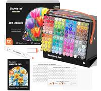 Shuttle Art Rotulador de 121 Colores, 120 Colores más 1 Blender Rotuladores Alcohol Permanent, Rotulador Doble Punta con Estuche Bloc, Perfecto para Ilustración Adultos Colorear Dibujar y Tarjetería