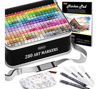 Shuttle Art Rotulador de 280 Colores, 279 Colores más Blender Rotuladores Alcohol Permanent, Rotulador Doble Punta con Estuche Bloc, Perfecto para Ilustración Adultos Colorear Dibujar y Tarjetería
