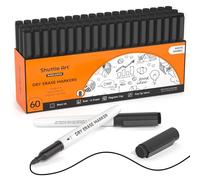 Shuttle Art Rotulador Pizarra Blanca Magnetica Negros, 60 Rotuladores Pizarra Blanca Punta Fina para Niños y Adultos, Whiteboard Marker Rotuladores Borrables Perfecto para Aula, Conferencia
