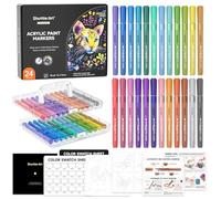 Shuttle Art Rotuladores Acrílicos con Tinta de Control Automático, 24 Colores Metálicos, Punta Pincel, para Niño y Adulto, para Pintar Piedras DIY