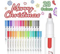 Shuttle Art Rotuladores Purpurina, 28 Colores Rotuladores Lettering Metalicos, Bolígrafos de Contorno Regalo Niña para Tarjetería, Pintar, Scrapbooking, DIY